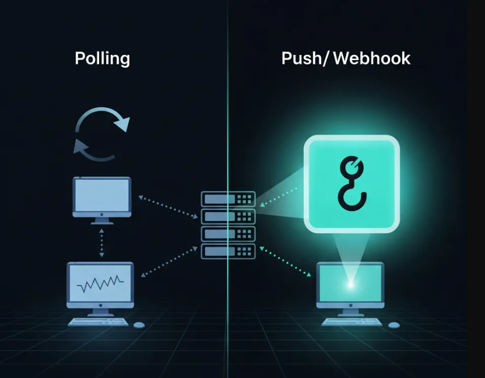A hook icon representing a webhook notification